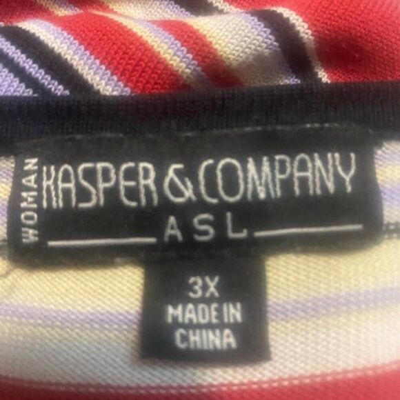 ASL Kasper & Co. Silk Black/Red/Lavendar stripe square neck sweater, size 3X - Picture 3 of 4